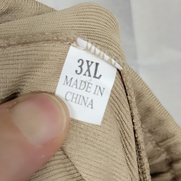 Elastic Drawstring Beige 2 Pockets Slacks - Picture 4 of 4